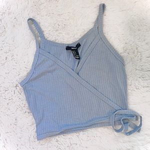 Blue Wrap Crop Top
